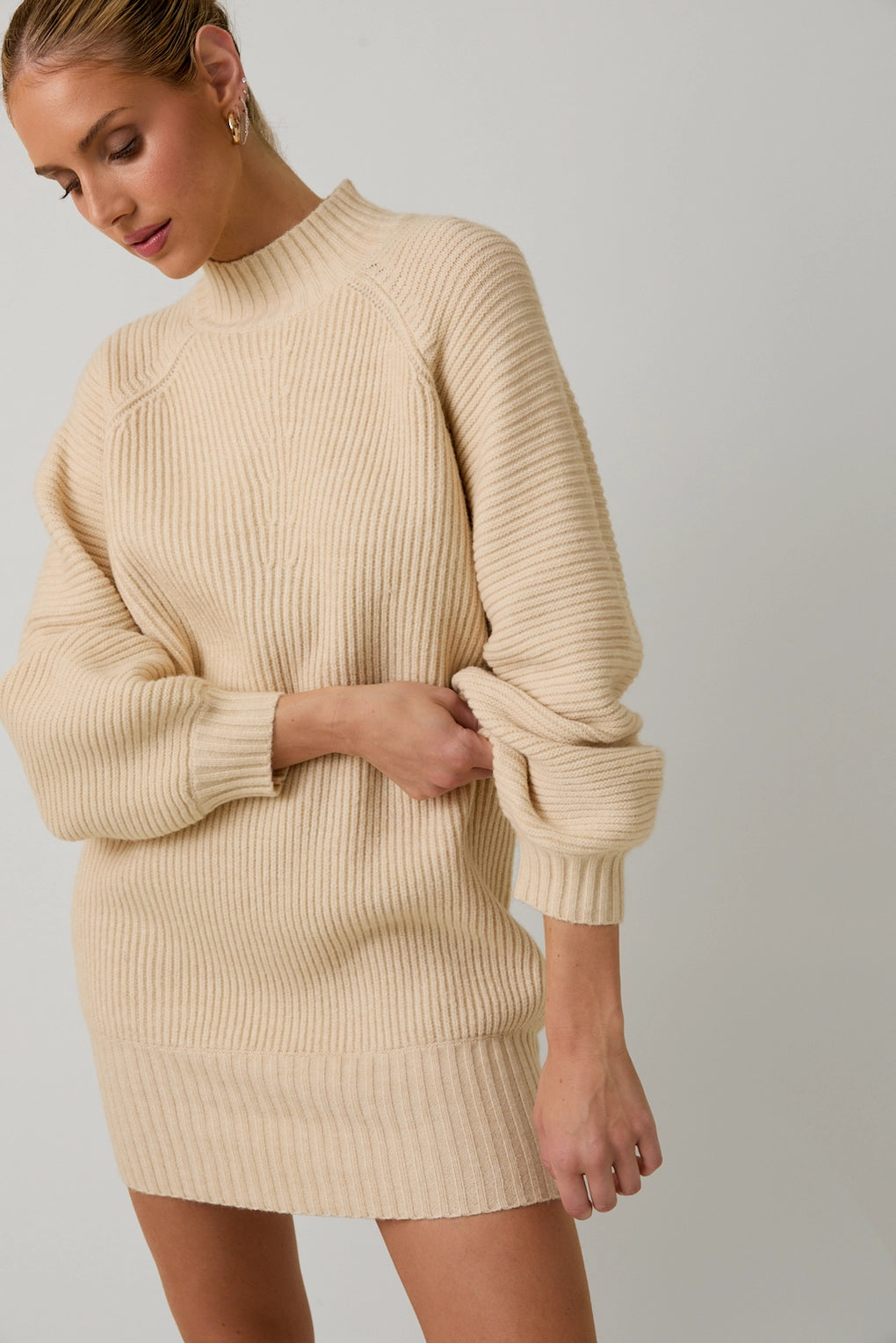Mock Neck Cozy Sweater Dress | Soft Knit Mini