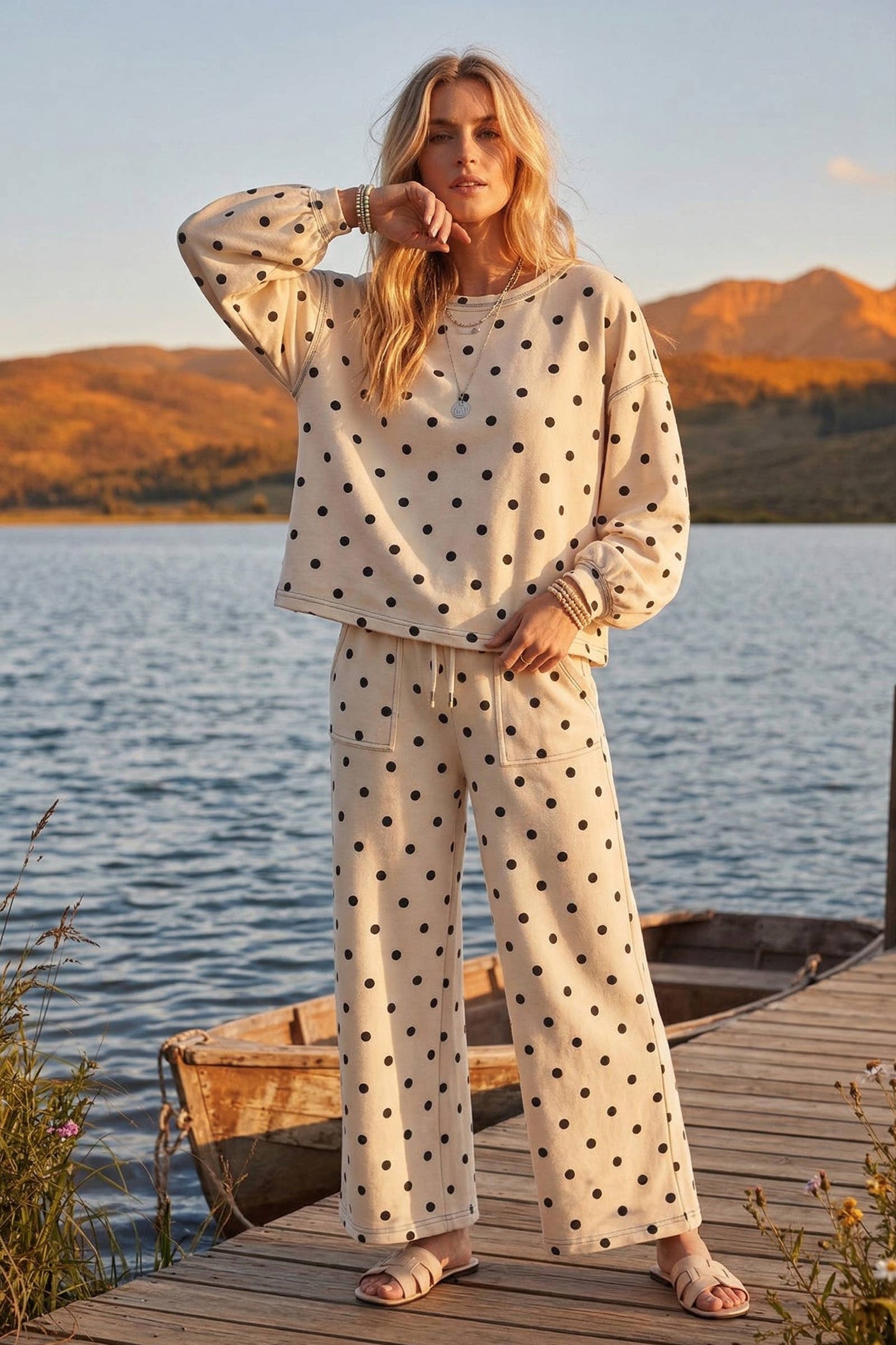 Sewn and Seen Heavy Scuba Polka Dot Long Sleeve Set