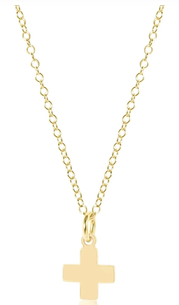 enewton gold necklace- signature cross gold charm-16mm