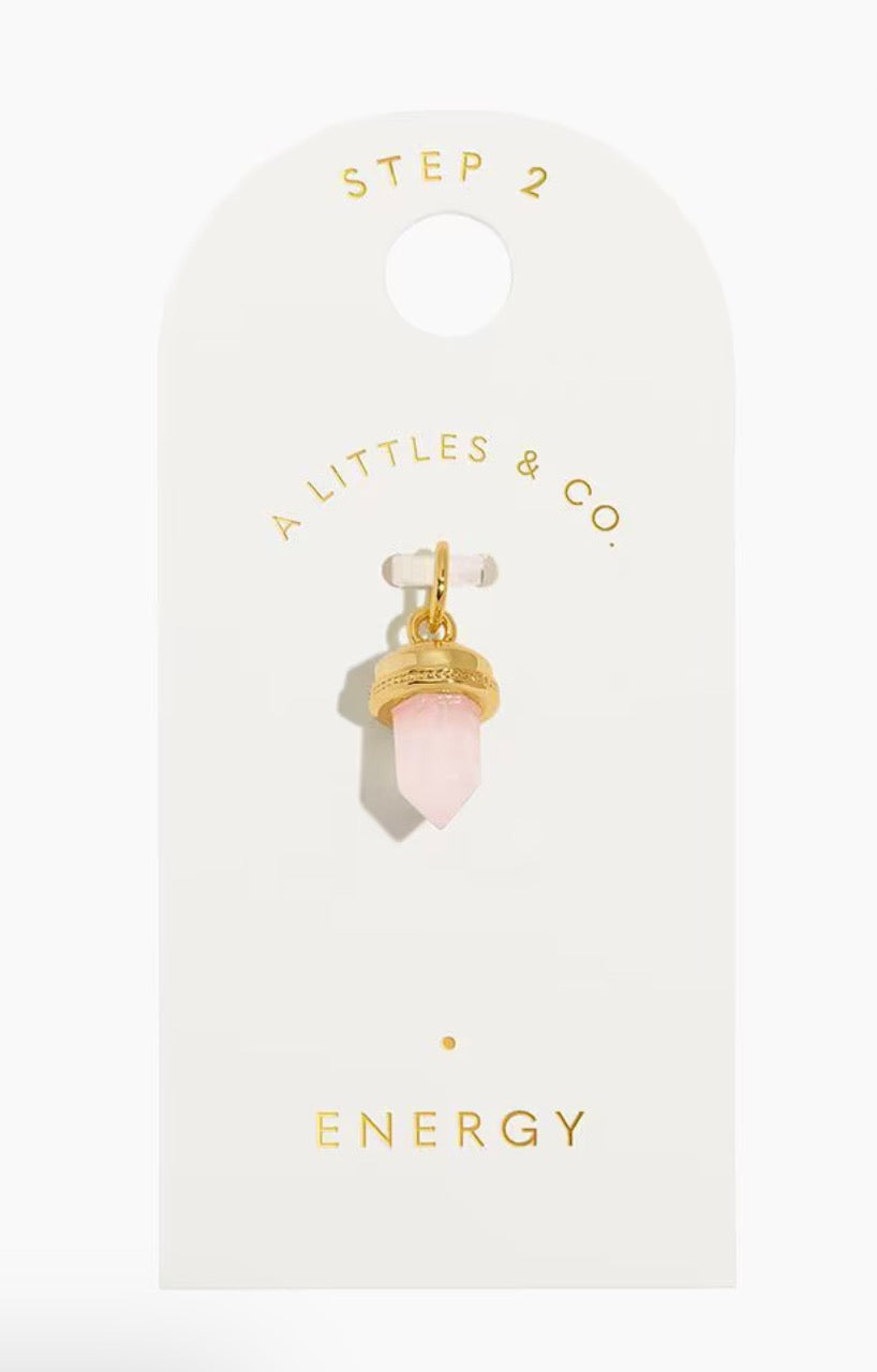 A Littles & Co. Gold Charm - Small Energy Pink Crystal