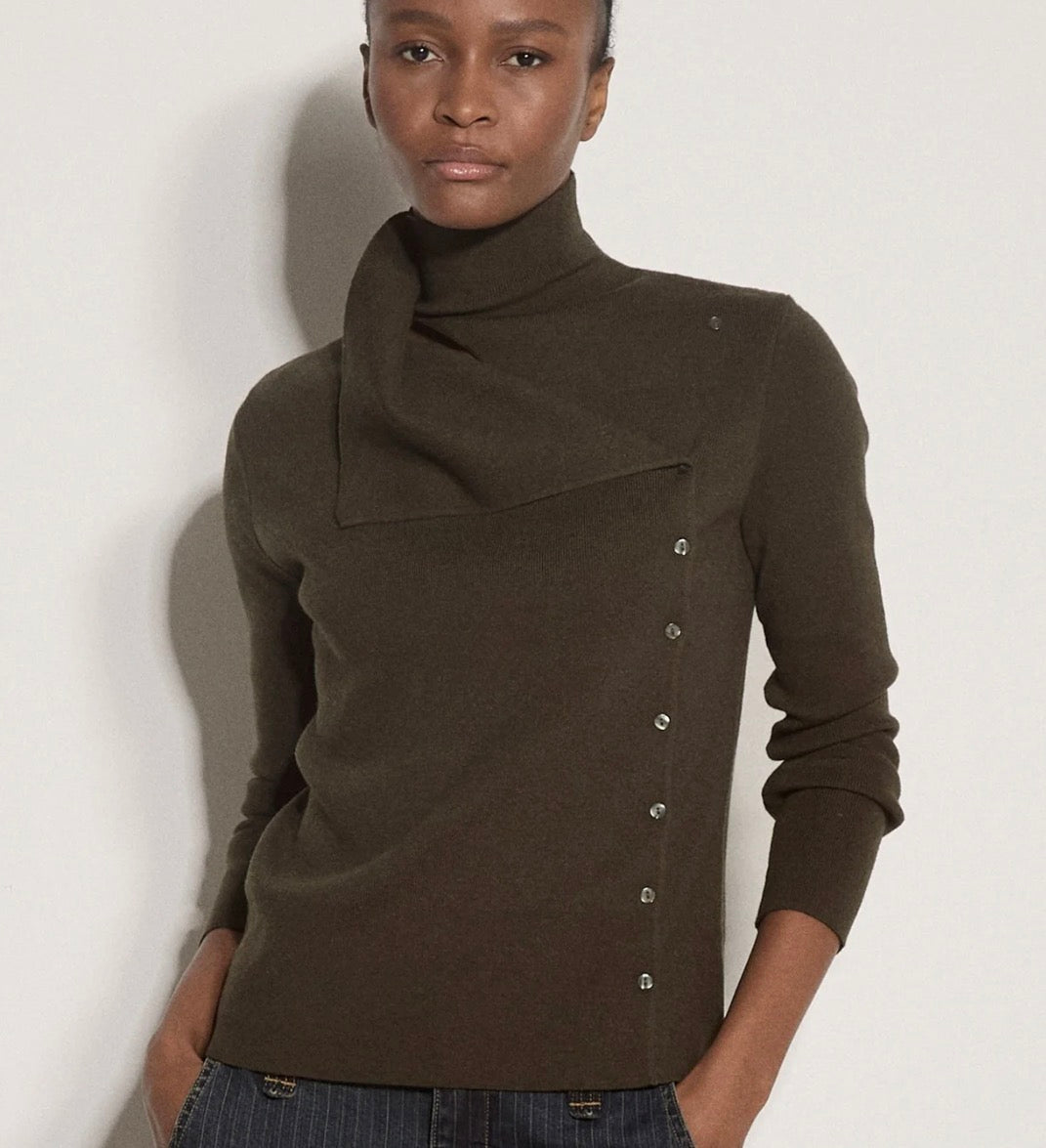 Pleat Front Button Detail Sweater