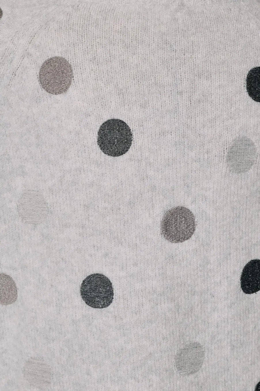 Round Neck Raglan Half Sleeve Polka Dot Melange-Multi Dot Sweater