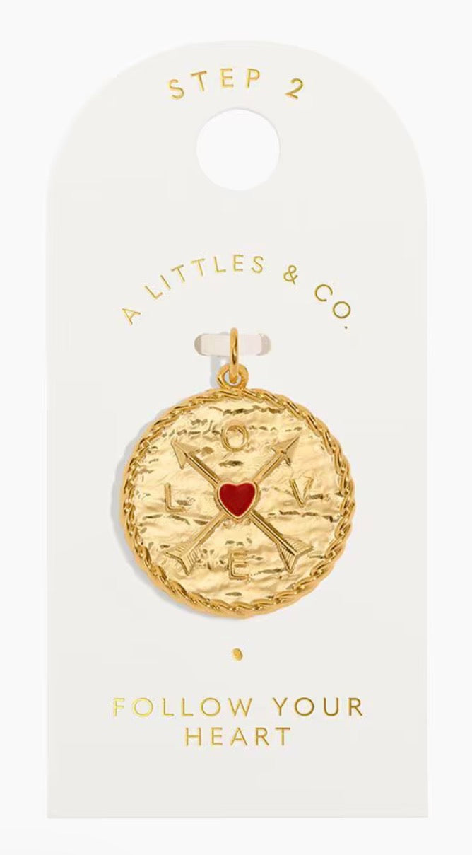 A Littles & Co. Gold Charm - Large Follow Your Heart Compass