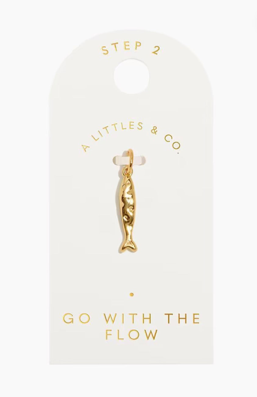 A Littles & Co. Gold Charm - Small Go With The Flow Fish