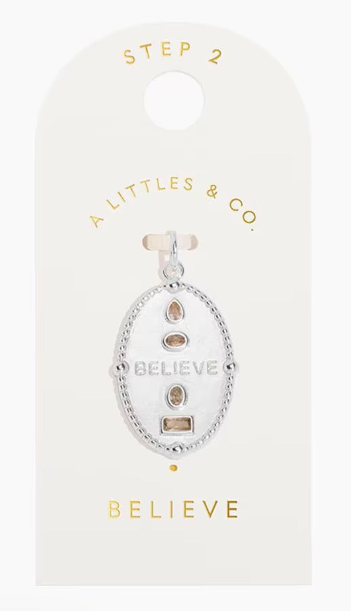 A Littles & Co. Silver Charm - Large Believe