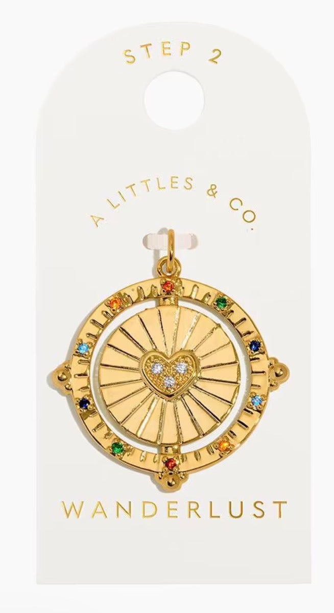 A Littles & Co. Gold Charm - Large Wanderlust Compass