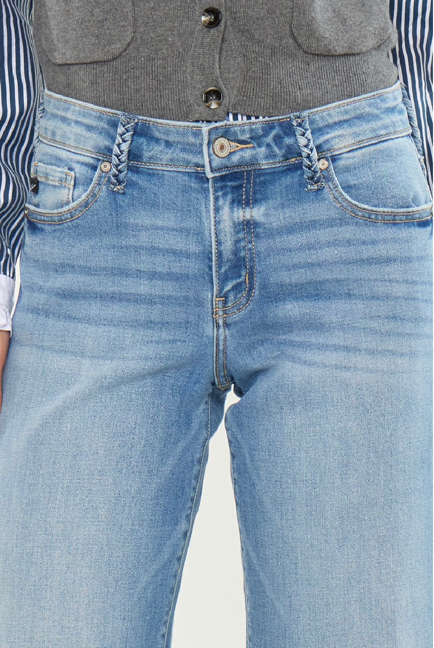 KanCan Mid Rise Crop Wide Jeans