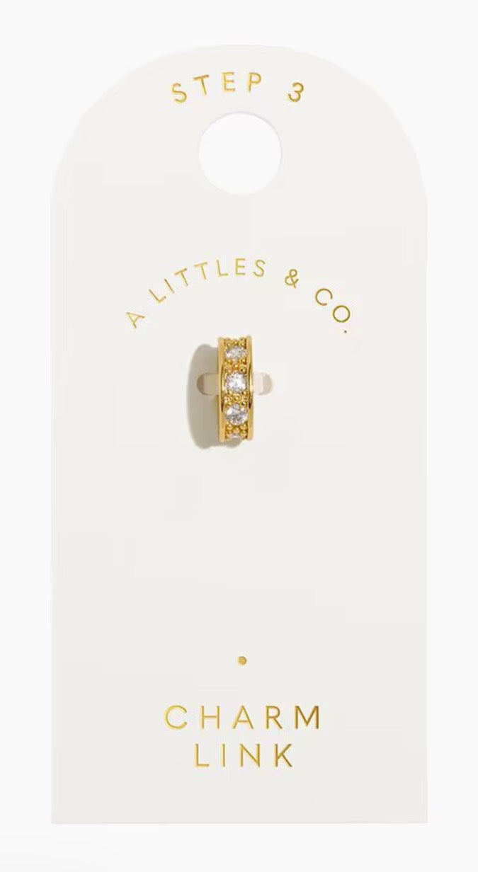 A Littles & Co. Gold Charm - Crystal Pavé Charm Link