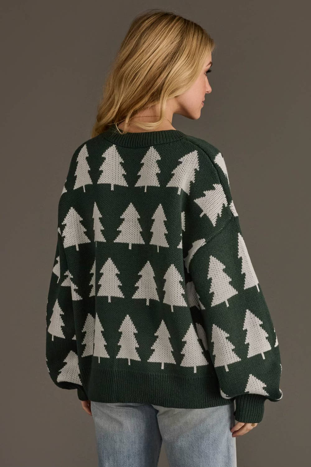 Green and White Tree Sweater