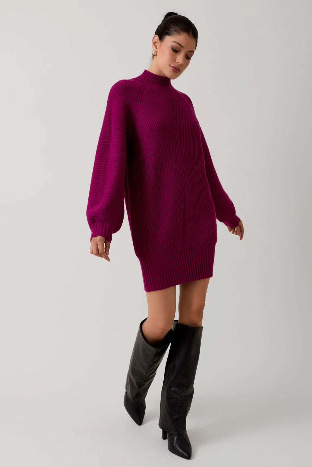 Mock Neck Cozy Sweater Dress | Soft Knit Mini
