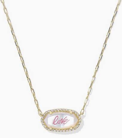 Kendra Scott Elisa Pave Frame Necklace "Love"