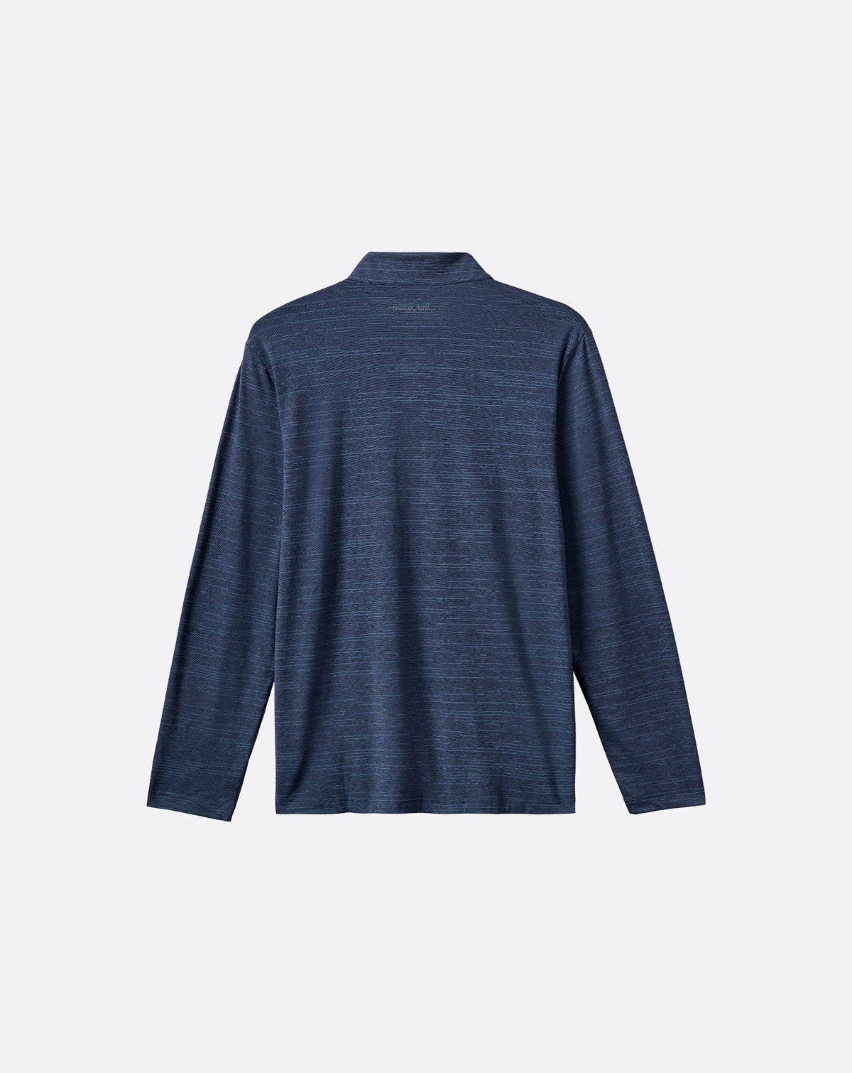 Back view of Travis Mathew long-sleeve quarter-zip pullover with mock neck collar