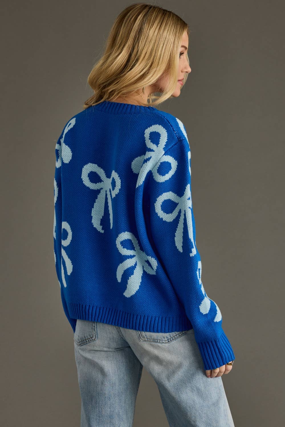Panache Apparel Co. Blue Bow Sweater