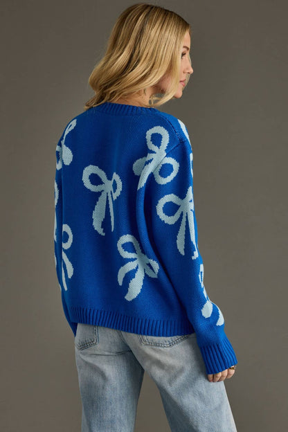 Panache Apparel Co. Blue Bow Sweater