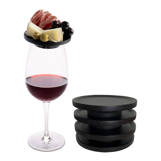 Wine Glass Toppers - Charcuterie Appetizer Plates - Black
