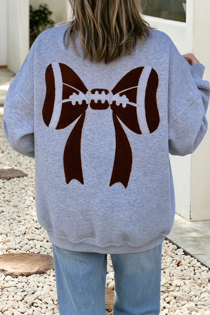 Little Daisy Closet Football Bows Game Day Embroider Sweatshirt