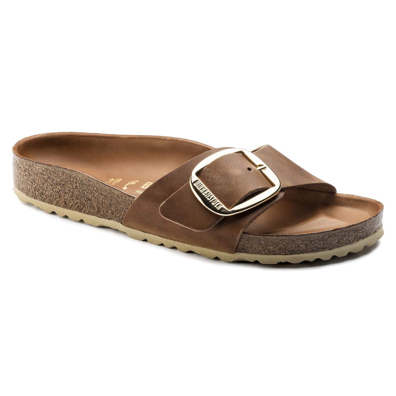 Birkinstock Madrid Big Buckle Oiled Leather in Cognac