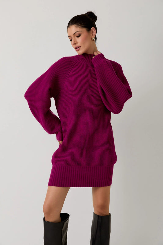 Mock Neck Cozy Sweater Dress | Soft Knit Mini