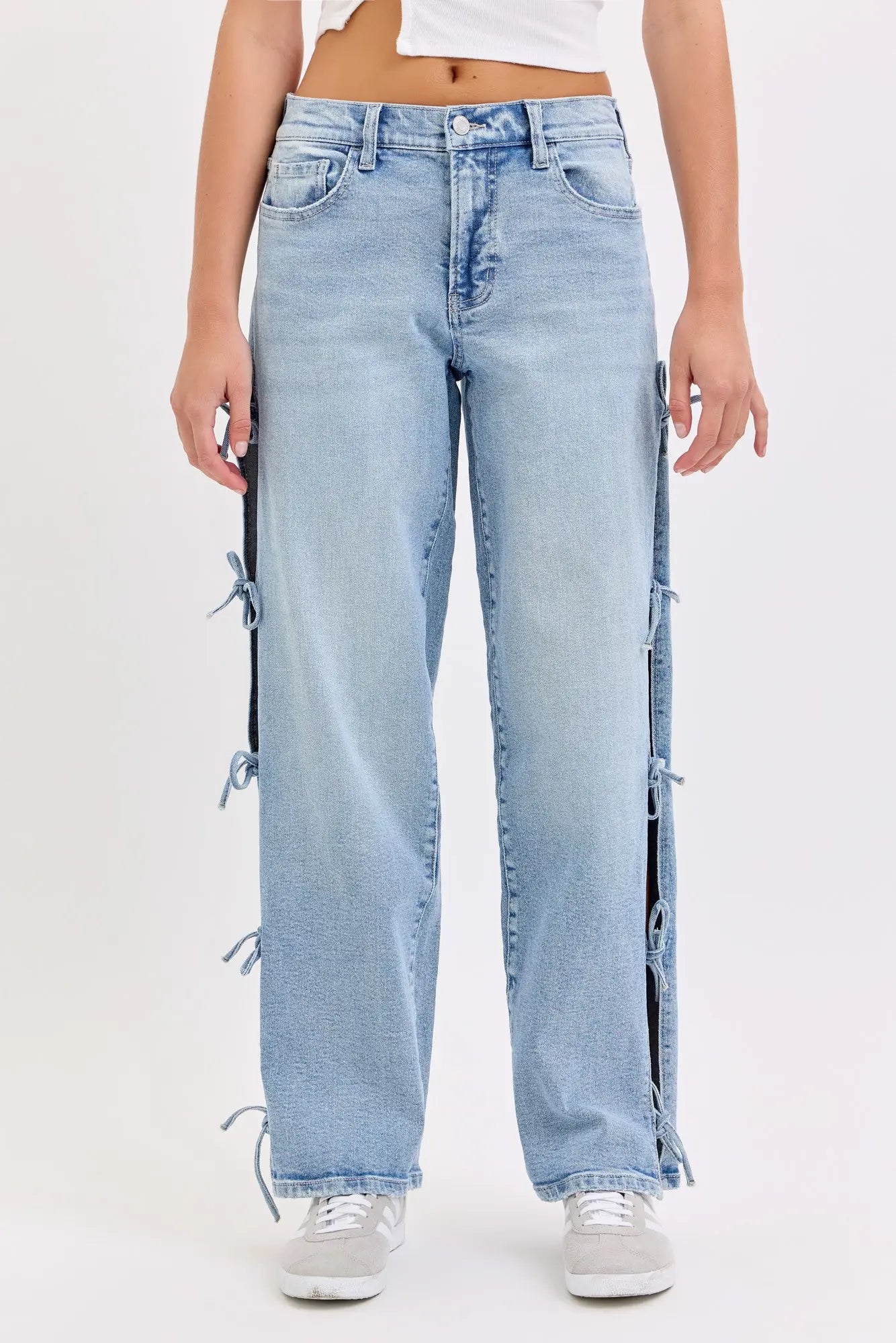 Cello Mid Rise Baggy Dad Jean With Side Tie