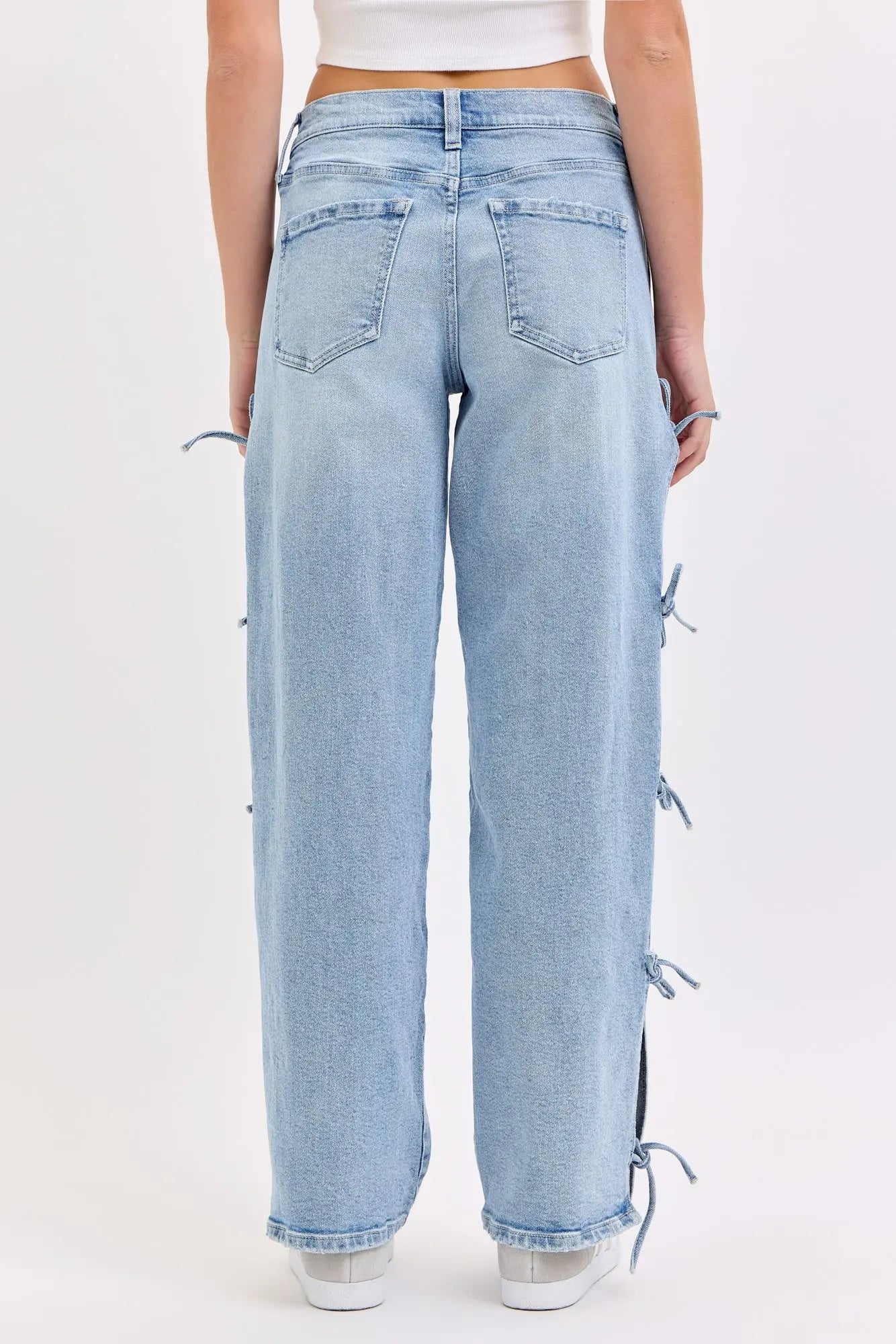 Cello Mid Rise Baggy Dad Jean With Side Tie