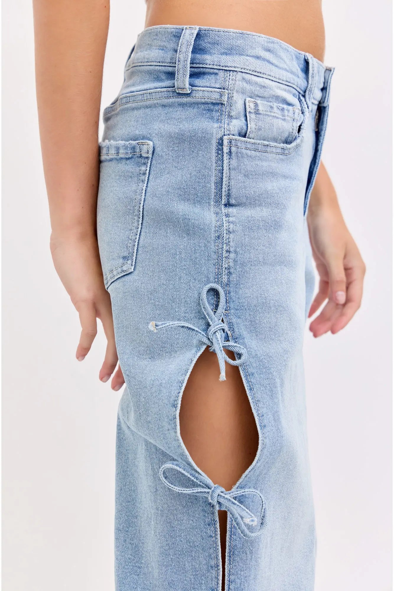 Cello Mid Rise Baggy Dad Jean With Side Tie