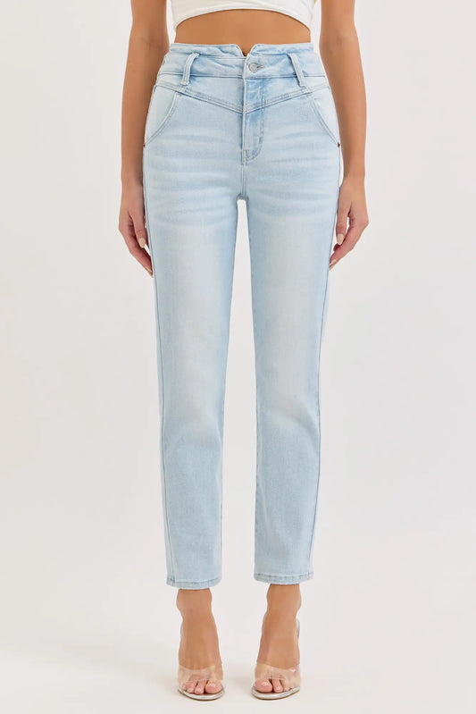Cello Mid Rise Straight With V Shape Double Waistband