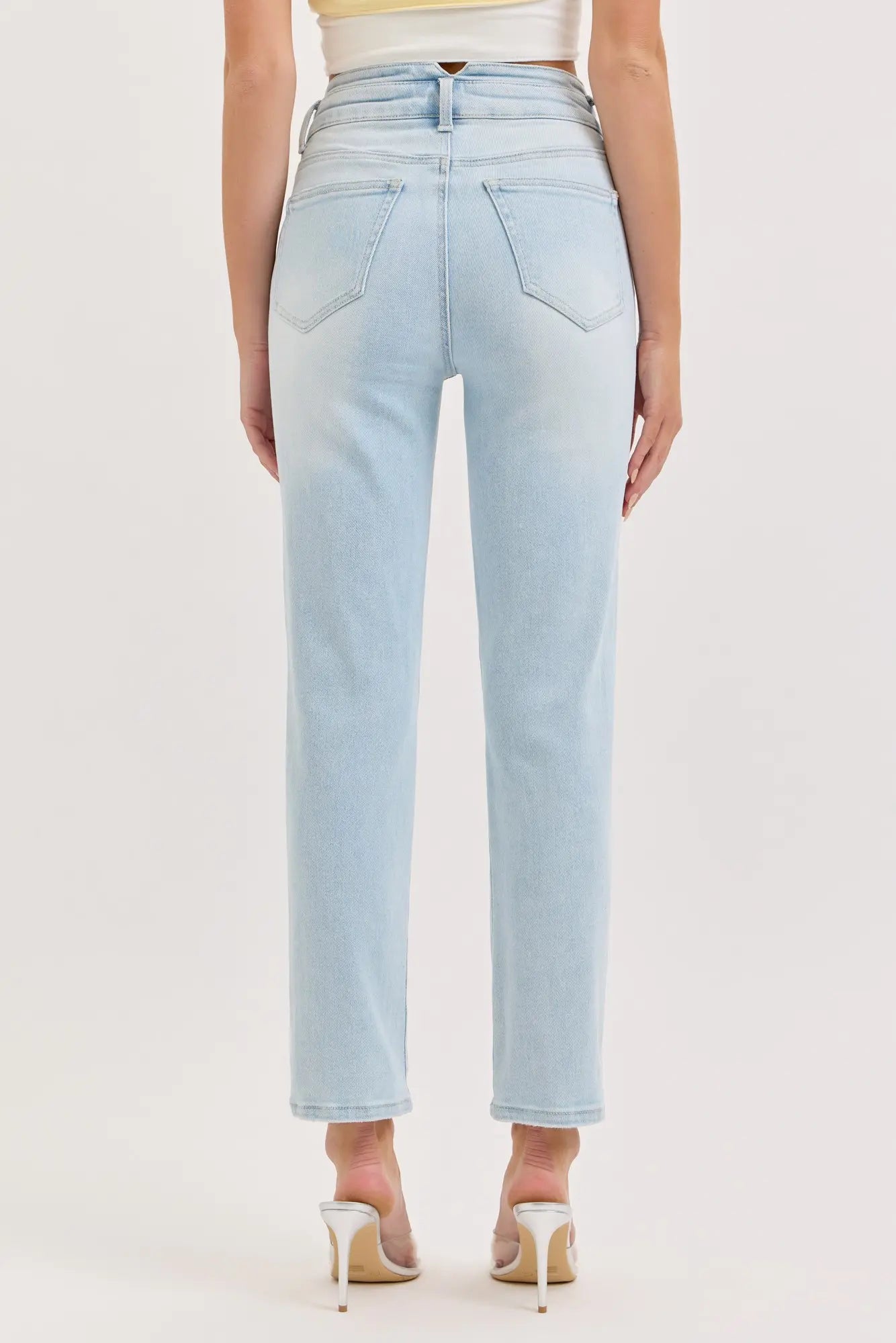 Cello Mid Rise Straight With V Shape Double Waistband