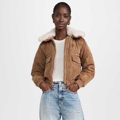Save the Duck Reily Corduroy Bomber Jacket - Biscuit Beige