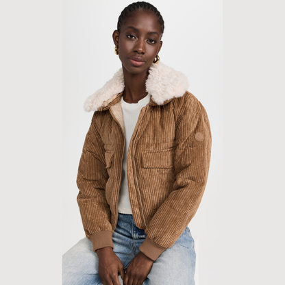 Save the Duck Reily Corduroy Bomber Jacket - Biscuit Beige