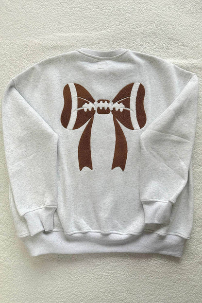 Little Daisy Closet Football Bows Game Day Embroider Sweatshirt