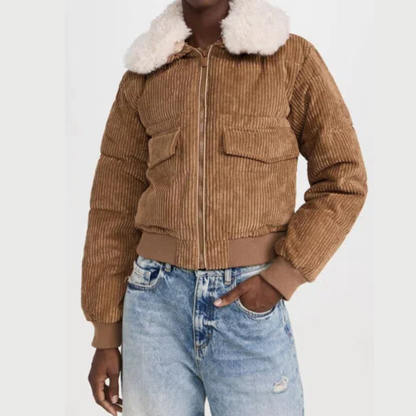 Save the Duck Reily Corduroy Bomber Jacket - Biscuit Beige