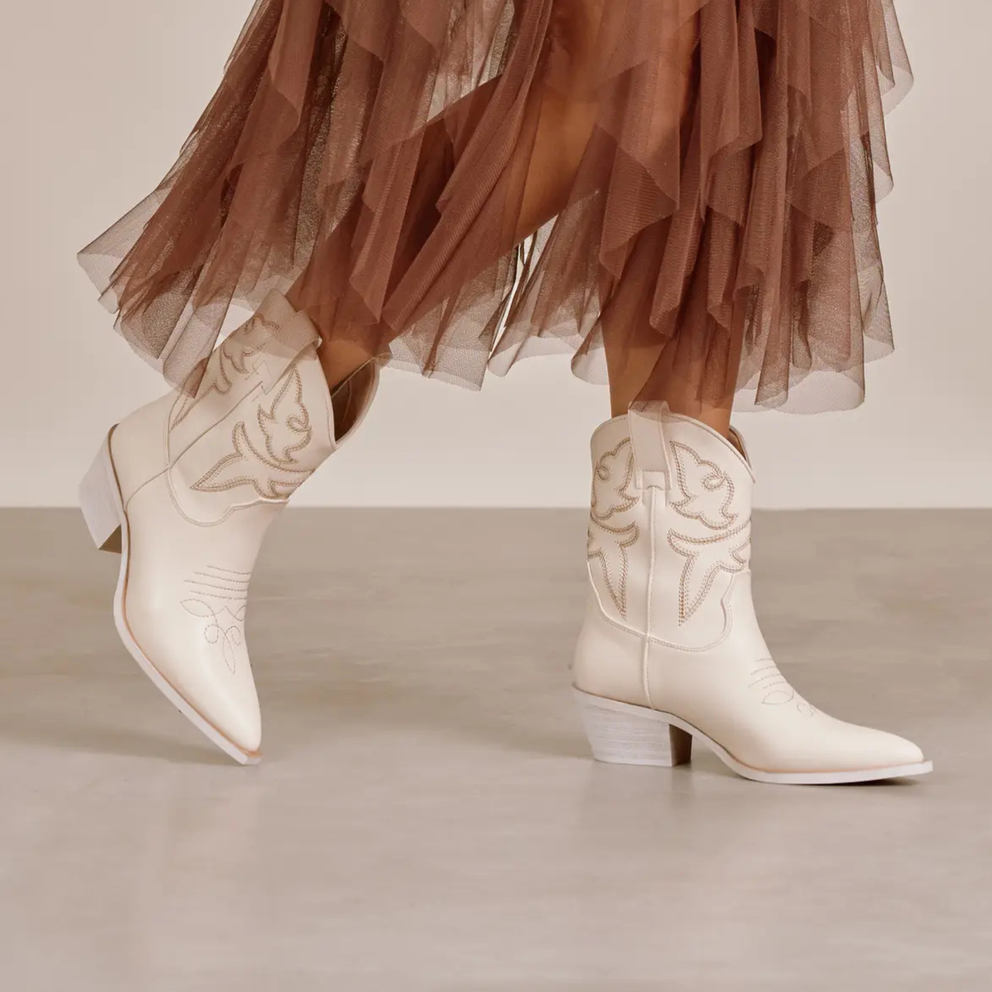 MiiM Claire Western Luxe Kinsey Booties White