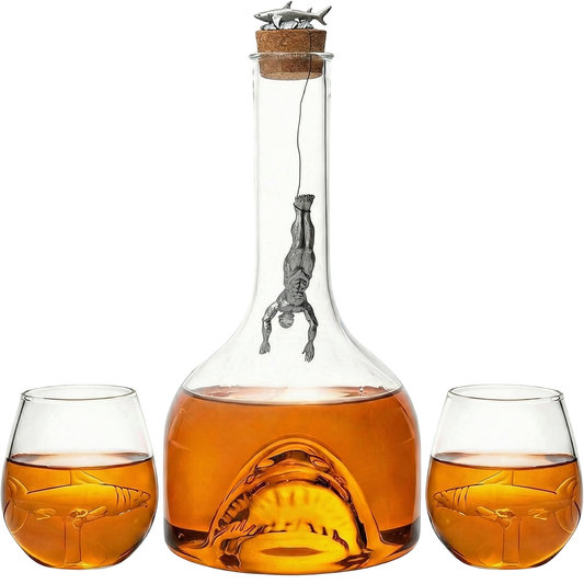 Shark Whiskey Decanter Set by The Wine Savant - 1000ml