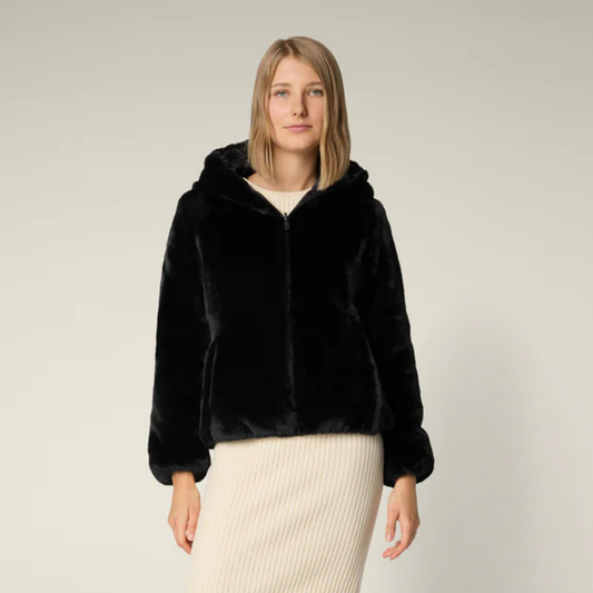 Save the Duck Laila Reversible Faux Fur Hooded Jacket - Black