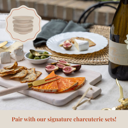 Wine Glass Toppers - Charcuterie Appetizer Plates - White