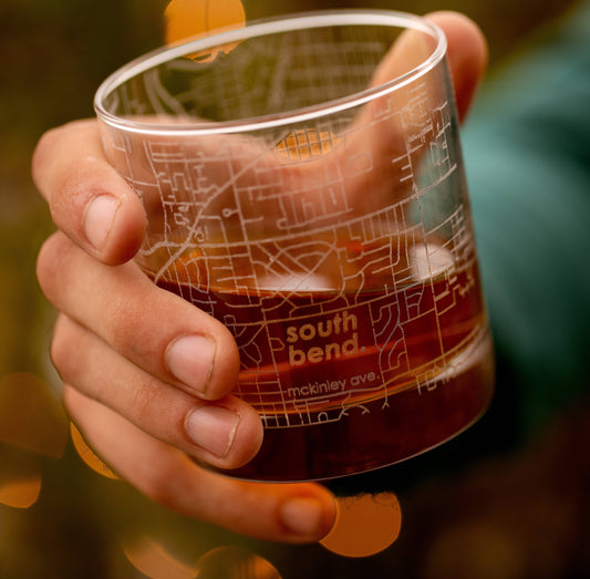 Colleges - State College Town Map - Etched Whiskey Rocks Glass - 11 oz