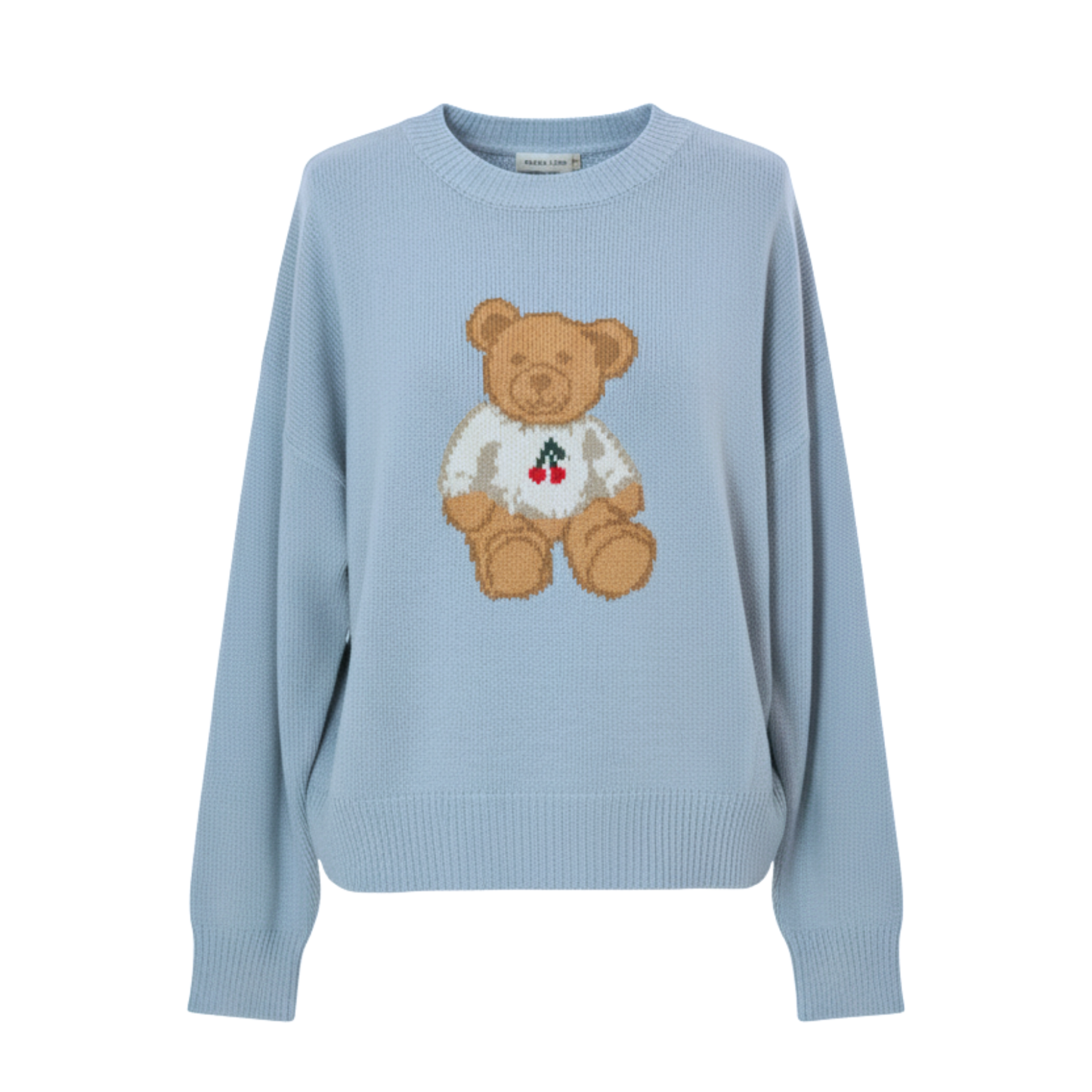 Light Blue Cherry Teddy Bear Crewneck Sweater