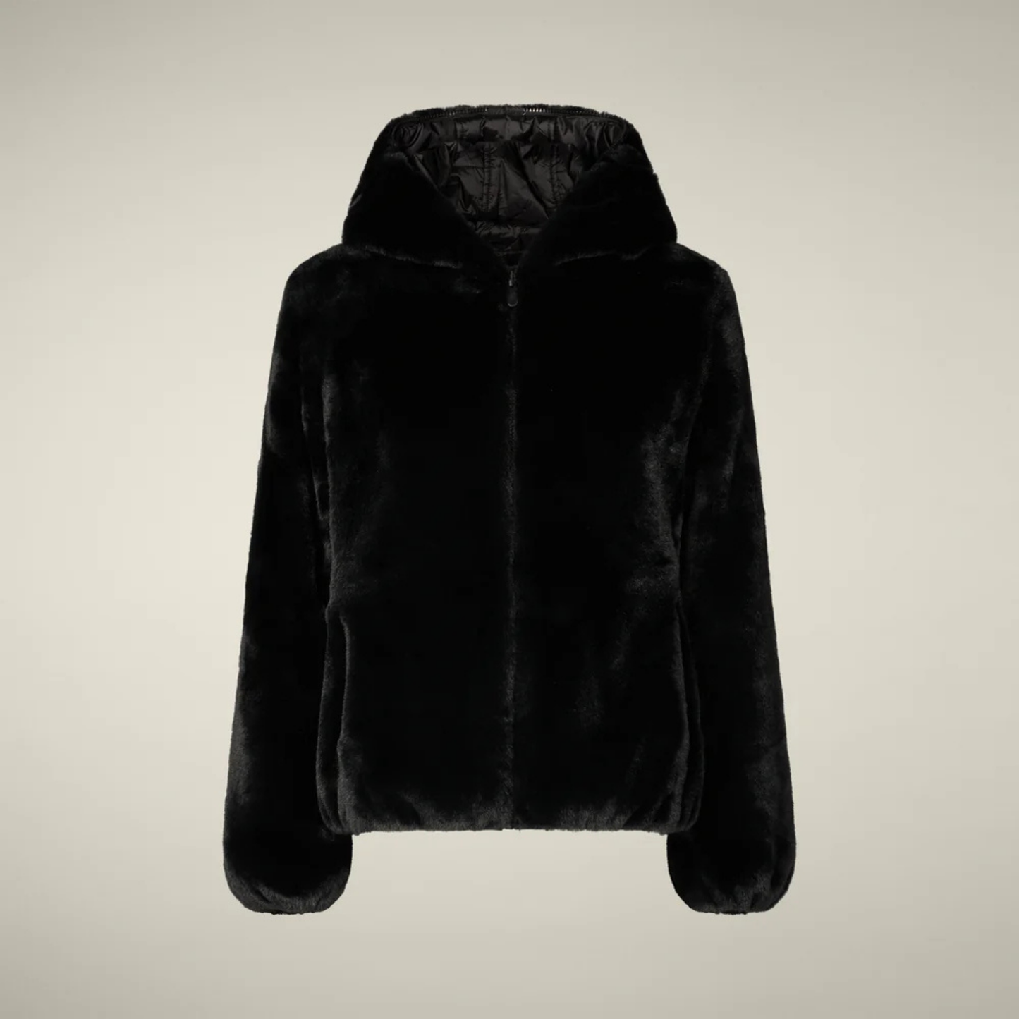 Save the Duck Laila Reversible Faux Fur Hooded Jacket - Black