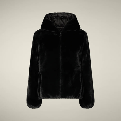 Save the Duck Laila Reversible Faux Fur Hooded Jacket - Black