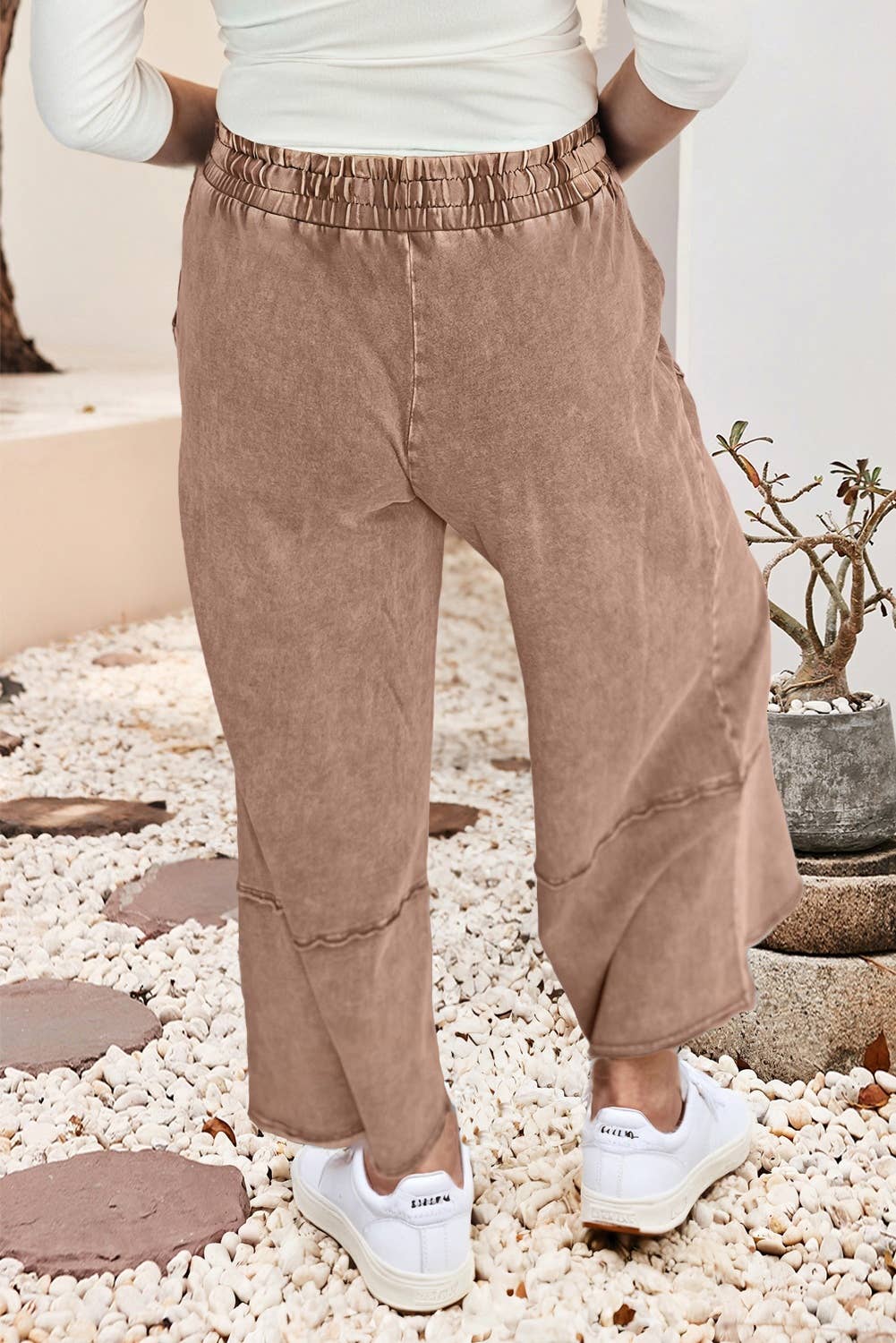 Little Daisy Closet Floral Patch Mineral Washed Terry Knit Cropped Pants