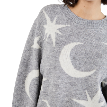 Apricot Grey Constellation Soft Knit Jumper | Moon and Stars