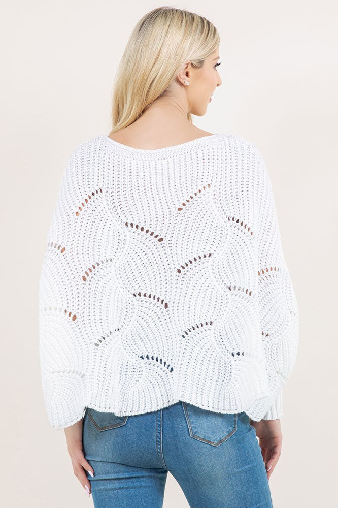 Openwork Loose Knit Batwing Sweater