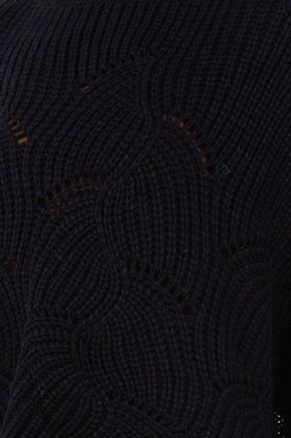 Openwork Loose Knit Batwing Sweater