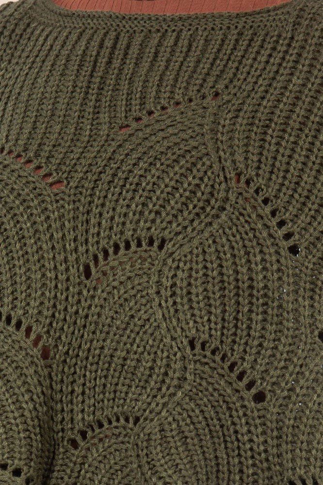 Openwork Loose Knit Batwing Sweater