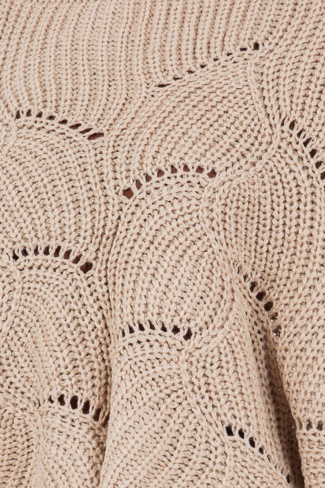 Openwork Loose Knit Batwing Sweater