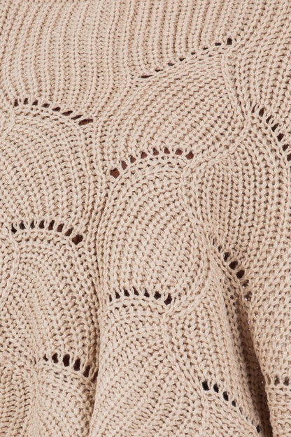Openwork Loose Knit Batwing Sweater
