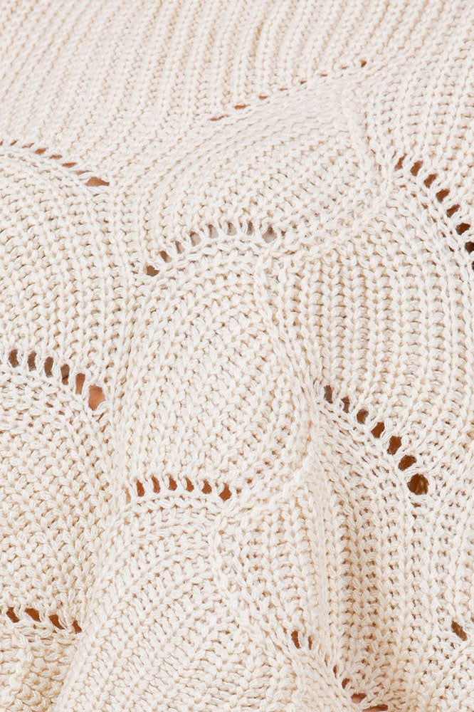 Openwork Loose Knit Batwing Sweater