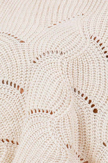 Openwork Loose Knit Batwing Sweater