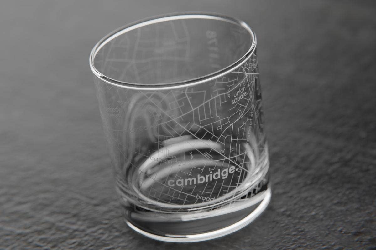 Colleges - State College Town Map - Etched Whiskey Rocks Glass - 11 oz