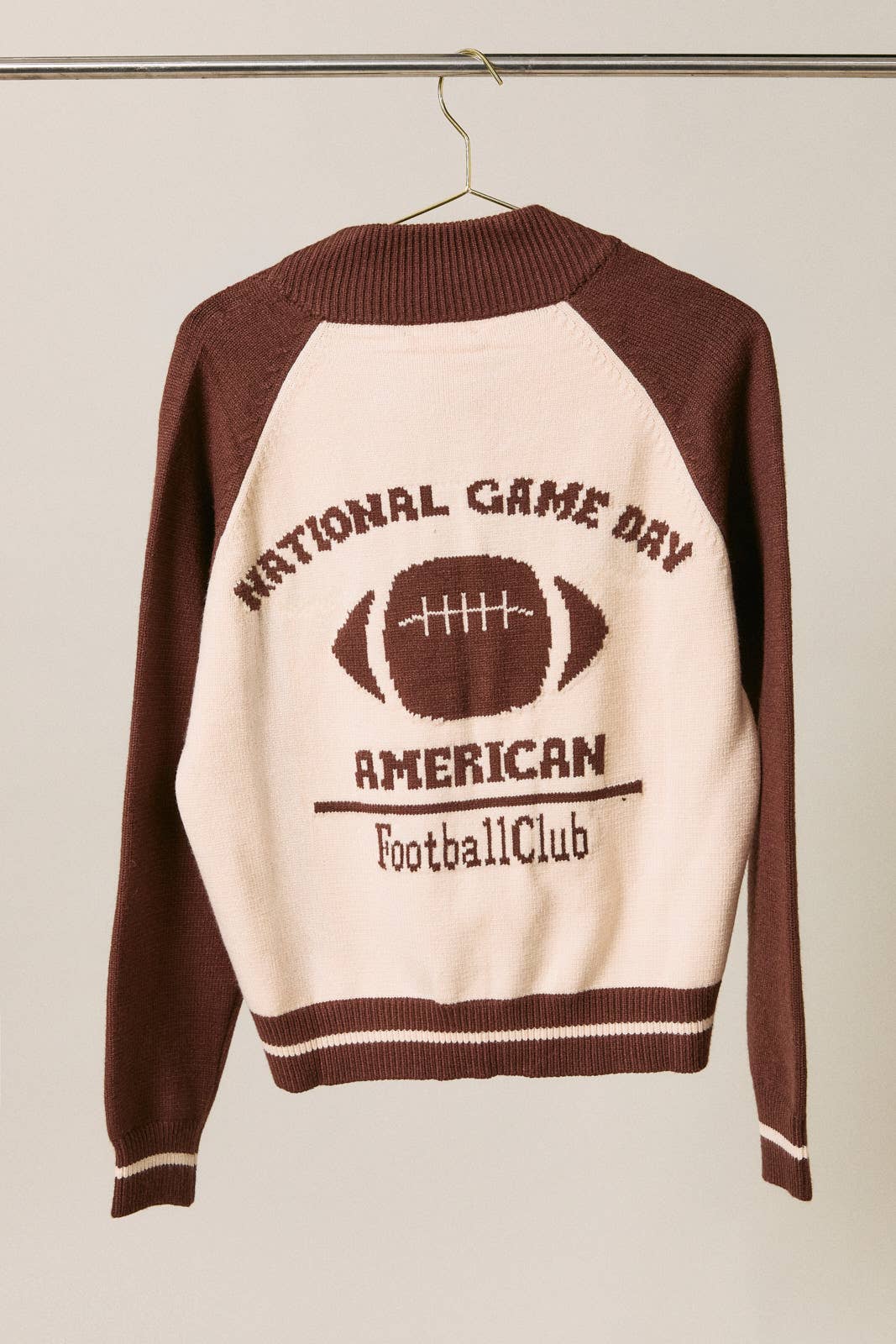 Sunday Edition - “National Game Day” Graphic Button Down Sweater Cardigan